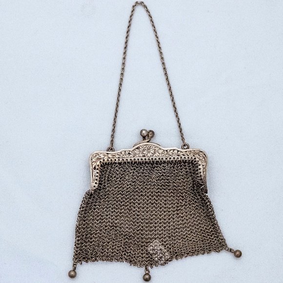 Antique Sterling Silver Mesh Wristlet - Picture 1 of 3